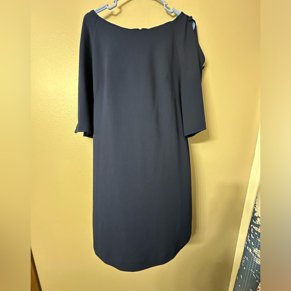Carole Wren Solid Navy Button Cold Shoulder‎ Knee-length Dress Women’s Size 10 M - Picture 3 of 8